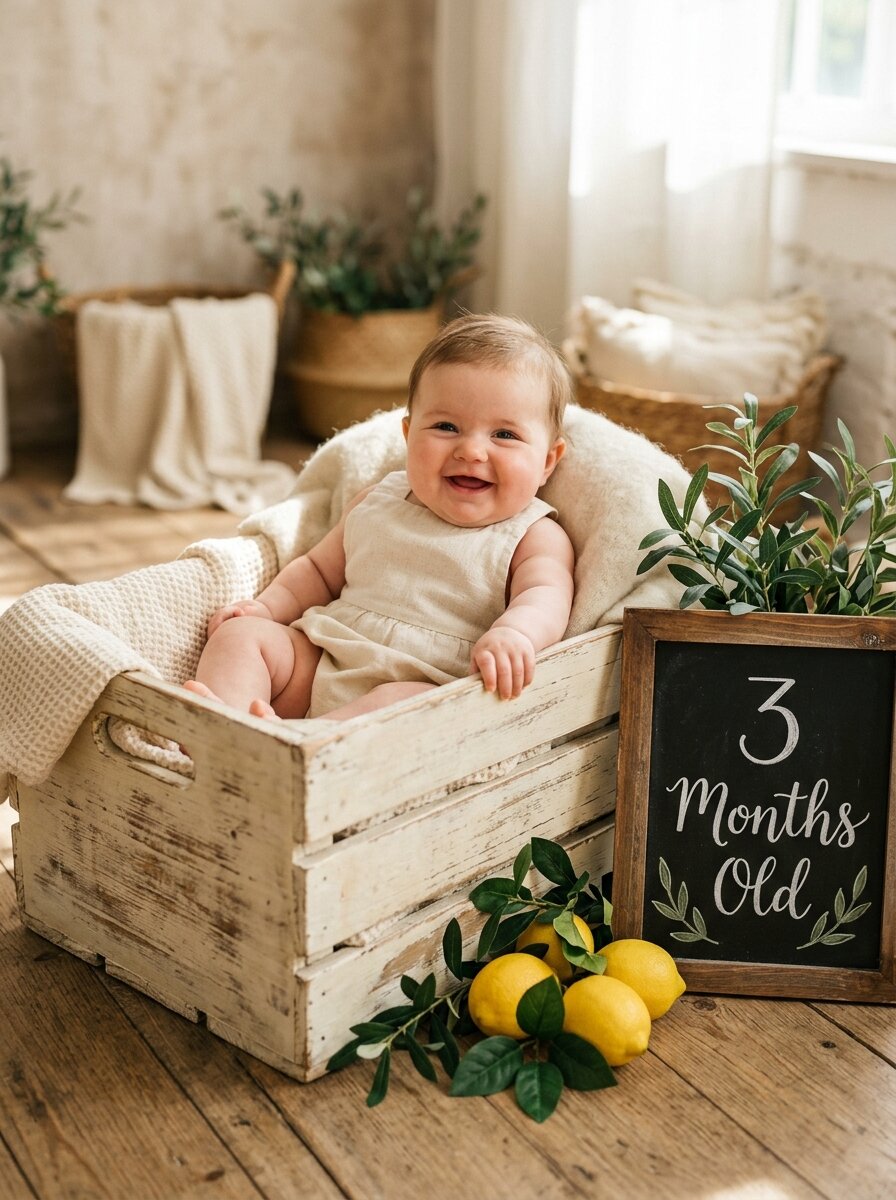 Chest-Lifted Tummy Time, Giggles & Rustic Baskets